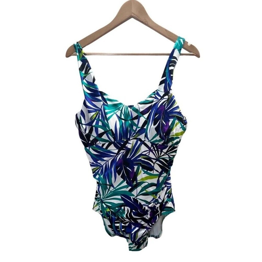 Trimshaper Swimsuit Women's Size 18 Blue Floral One Piece